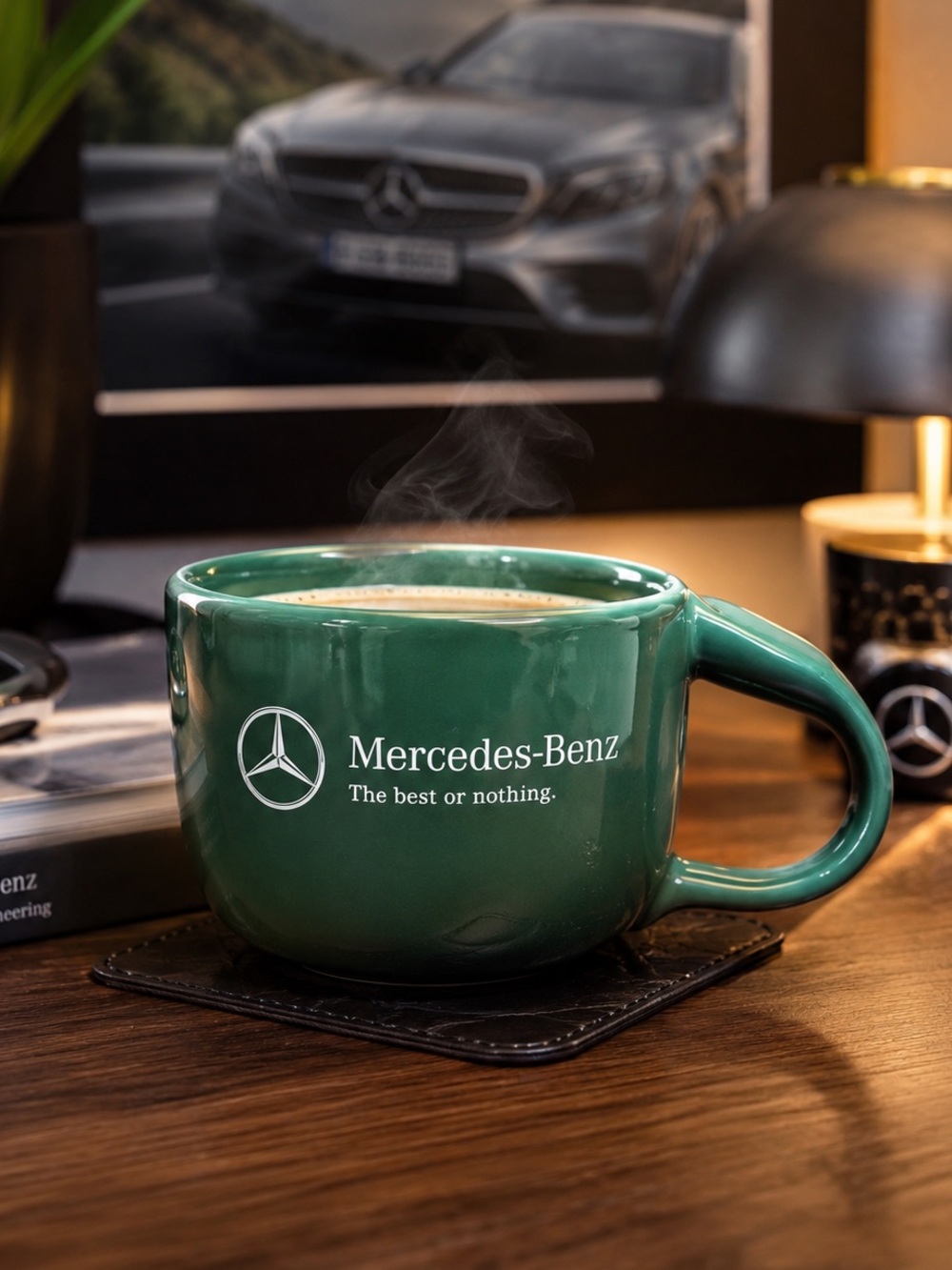 Mercedes-Benz Green Ceramic Coffee Mug 650mL “The Best or Nothing” Large Cup EUC